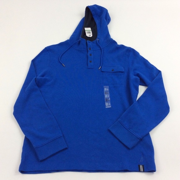 Nautica Other - New Nautia Mens Pull Over Blue Button Hoodie